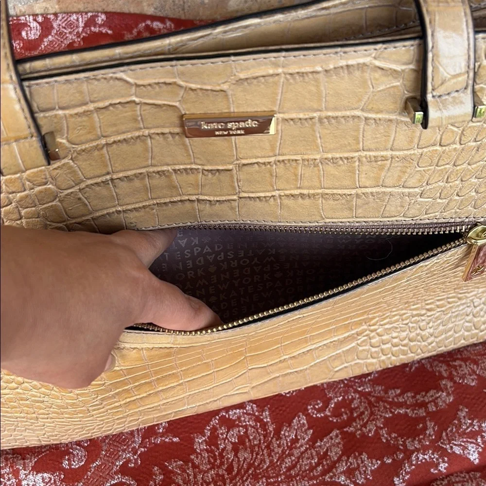 Kate Spade Beige Crocodile Embossed Bag